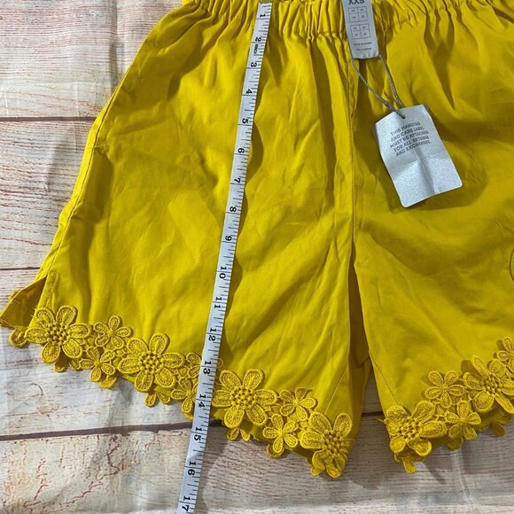 NWT Savage X Fenty Women's Yellow Floral Trim High Waist Shorts - XXS - Picture 5 of 14